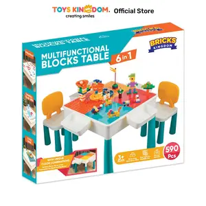 Toys Kingdom Bricks Kingdom Set Meja Dan 2 pcsKursi Anak Building Bricks Kids Desk And Chair Set Meja Makan Belajar Bermain Anak Perlengkapan Bermain Furniture Kamar Anak