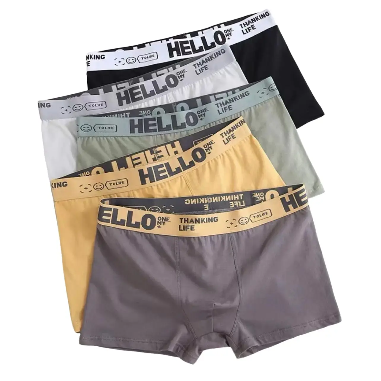 Ready Stock Men's Underwear 5-color Antibacterial Comfortable Shorts Square 5PCS PACKED Menswear