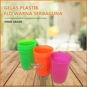 [COD] (ISI 12pcs) GELAS FLO - Gelas Plastik Lusinan / Mug Cangkir Aesthetic Teh Kopi Kitchenware
