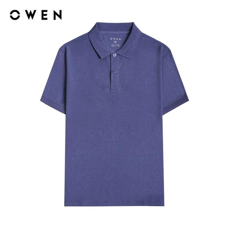 OWEN - Áo polo Nam ngắn tay Có Cổ Bodyfit APV233214 màu Xanh melange in xanh chất liệu CVC Spandex -    Kem   Menswear
