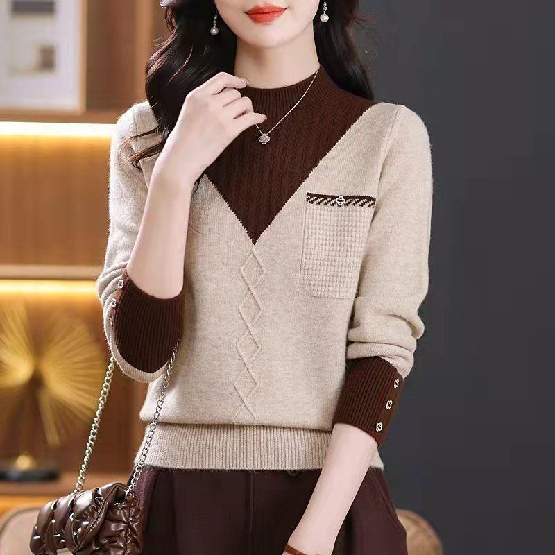 Áo Chui Đầu Cao Cấp, Ankela, Màu Đỏ, Thích Hợp Cho Mùa Thu Và Mùa Đông, Có Thể Mặc Bên Trong Áo Len, Đồ Len Nữ, Thời Trang, Đi Chơi, Chống Lão Hóa, Áo Mặc Bên Ngoài, Có Thể Mặc Bên Trong Women Top 1
