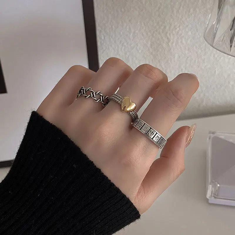 Cincin Perak 925 Sterling Vintaj, Untuk Wanita, Gaya Minimalis, Fesyen Trendi, Personaliti, Cincin Hip-Hop, Model Tahun Baru, Dimeterai 2025