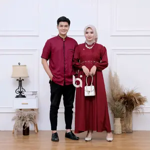 Bi - Couple gamis pasangan muslim reline shakila premium kekinian Baju Kondangan polos Wanita Lebaran Remaja Dewasa Setelan Dress Pesta Mewah Koko