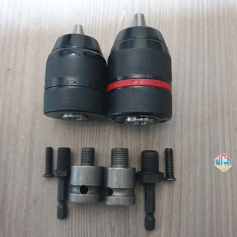 Đầu kẹp mũi khoan bằng kim loại 10mm và 13mm Autolock và đầu chuyển đổi sang vit, bulong.