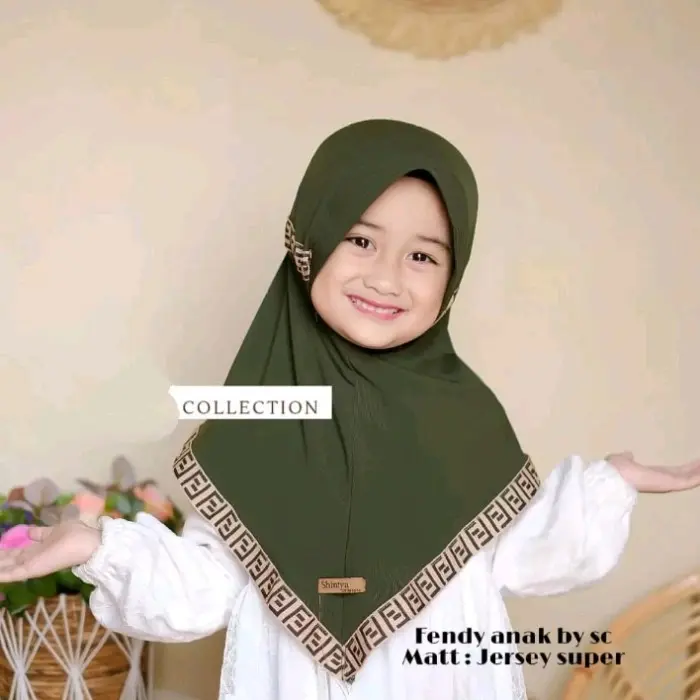 Jilbab Anak Perempuan Hijab Anak TK Kerudung Anak Perempuan Renda Serut 3 Sampai 6 Tahun Instan Muslim Simple Sekolah Bergo Hitam 1