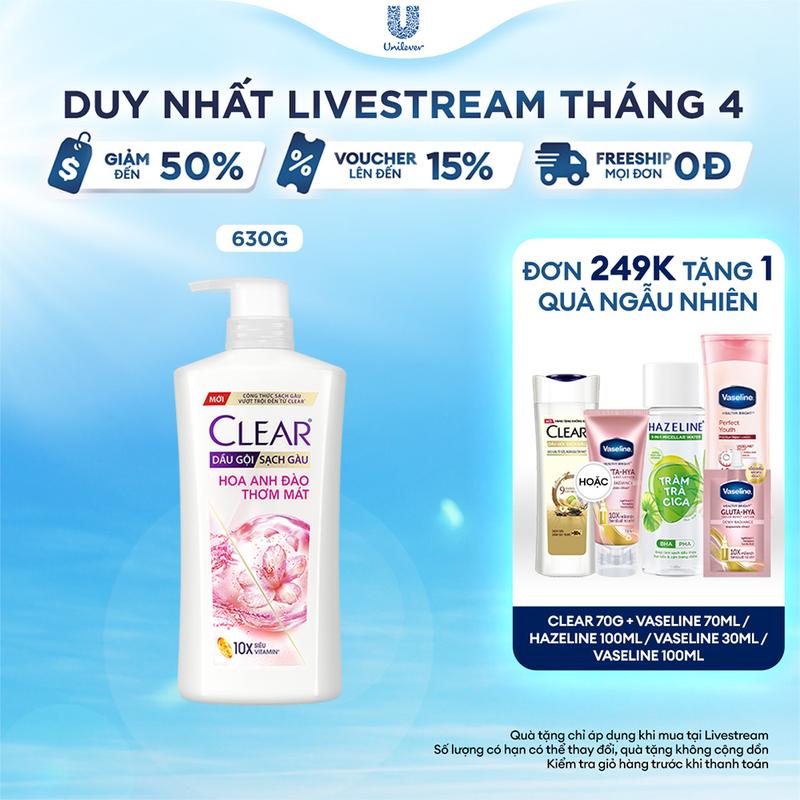 Dầu Gội Hỗ Trợ Sạch Gàu Clear Hoa Anh Đào Thơm Mát 630g Nữ [1]