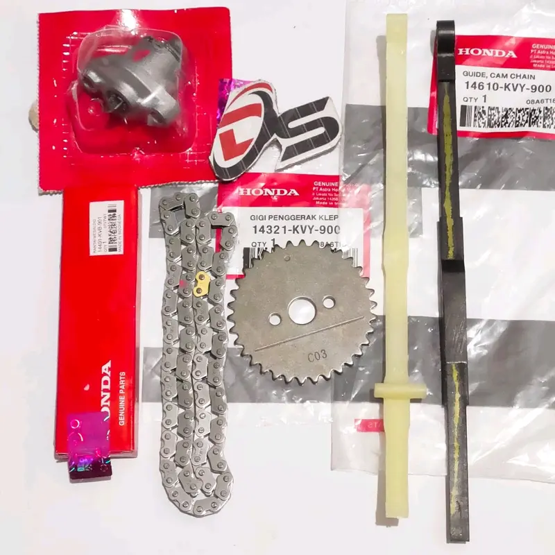 GIGI SENTRIK SET RANTAI KETENG TONJOKAN+LIDAH TENSIONER BEAT FI VARIO 110 SCOOPY SPACY KODE PART(KVY) Motorcycle 0