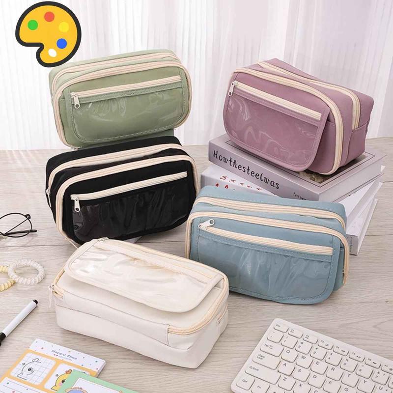 Multi-Layer Transparent Frosted Pencil Bag | Large-Capacity Waterproof Stationery Storage Case for Students 4