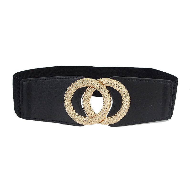 Product Introduction of New Women's Belt Double Ring Decoration Cinched Waist Slim-Fit Elastic Waist Seal with Skirt Coat 14