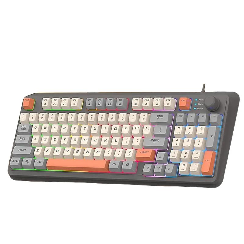 Bàn Phím Bán Cơ Có Dây Gaming K82 LED 7 Màu Cực Đẹp Tích Hợp Núm Chỉnh Âm Gõ Cực Đã Dùng Chơi Game Văn Phòng - dc5126 lucifer keyboard bàn phím switch silent bàn phím bàn phím chuột