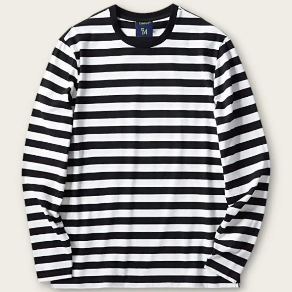 JACKSPIRE  Kaos Salur Distro / Baju Kaos Salur Pria Lengan Panjang  / Kaos Salur Pria / Kaos Salur Pria dan Wanita Terbaru 2023 / Kaos Belang Belang Hitam Putih Simple Keren / Kaos Pria Garis Garis Distro / Kaos Salur Pria Hitam Putih / Kaos Salur