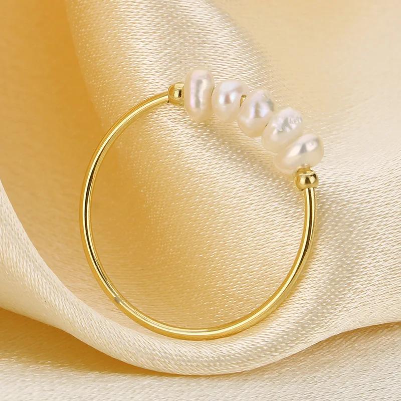 Product Introduction of Natural Freshwater Pearls Gold Color Stainless Steel Waterproof Thin Index Finger Ring for Women PVD Plated Charm Jewelry 10