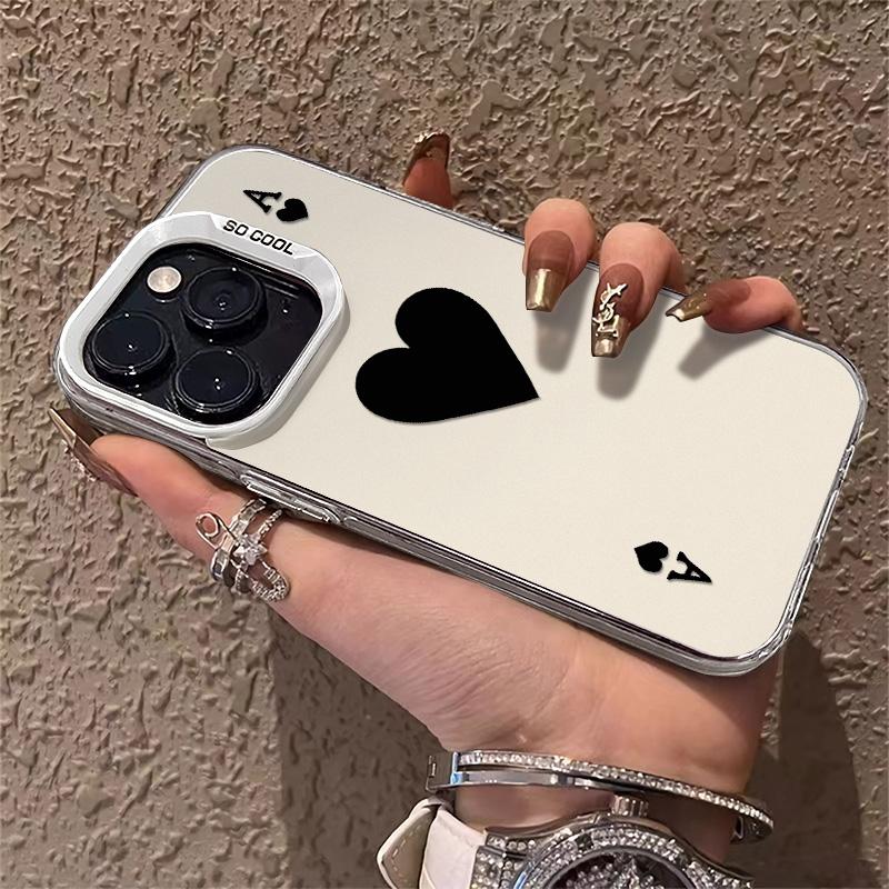 Ốp Điện Thoại Họa Tiết Spade A, Thiết Kế Sáng Tạo, Tương Thích Với iPhone 11, 12, 16, 13, Pro Max, 14, 15, 7, 8 Plus, SE 2020, XR, X / XS Max, Được Làm Bằng Nhựa, Khung Gương Lắp Ráp, Ốp Cứng, Chống Sốc 7