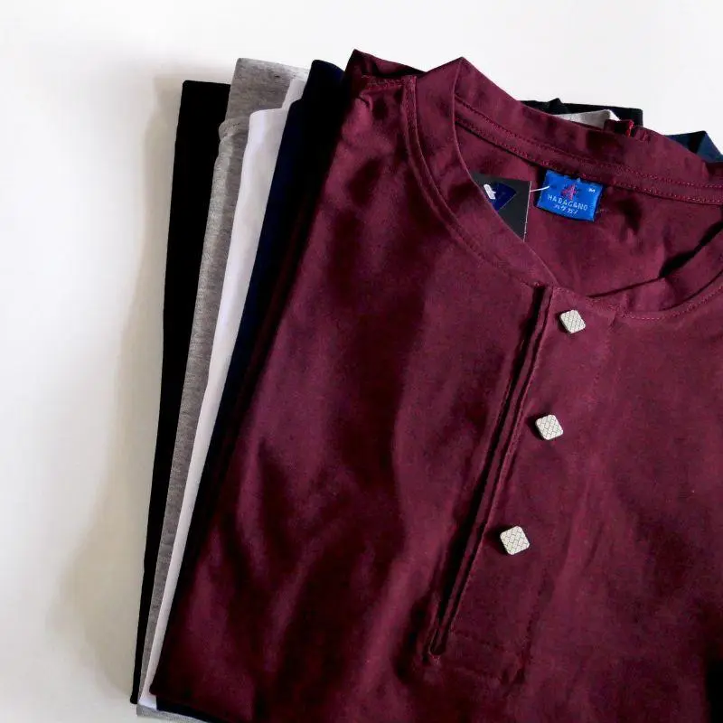 HADAGANO Robin Shirt - Kaos Kancing Jepret Henley Pria Katun / Cotton Combed Lengan Pendek 0