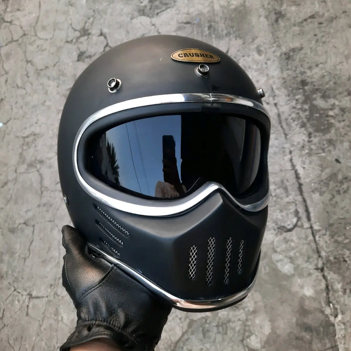 Helm Cakil M30 Black Matte Include Inner Visor custom by @crushercustom Helm Custom Retro Klasik Vintage