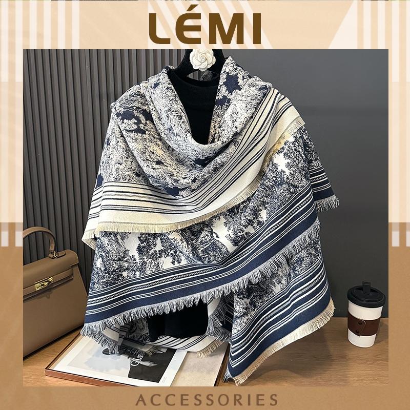 [LOẠI 1] Khăn dạ vuông 135cm hoạ tiết 2 mặt đối màu dệt tơ siêu xinh khăn dạ to cao cấp Thu Đông Lémi Accessories Quàng Cổ Khăn Choàng