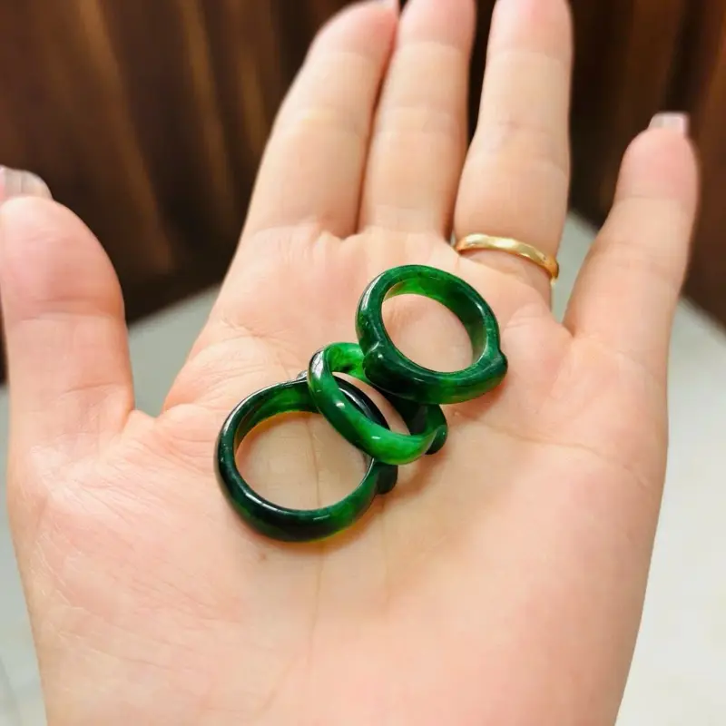 Nhẫn da ma nao màu xanh đậm vân đủ các ni 3
