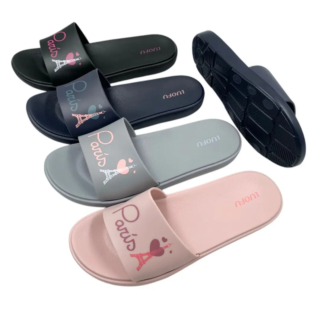 LUOFU Sandal Selop Karet PARIS Wanita Import E7172-BRE180 (U3)
