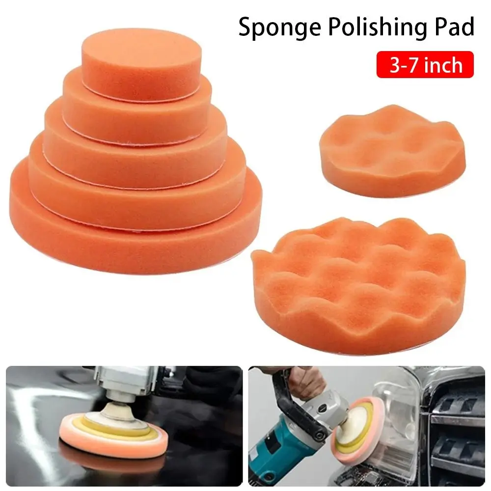 1Pcs New Sponge Buffing Foam Sponge Polishing Pad Power Tools Accessories Polisher Drill Wheel Adapter Car Polishing Disc Removes Scratches 3-7inch Waxing Pad