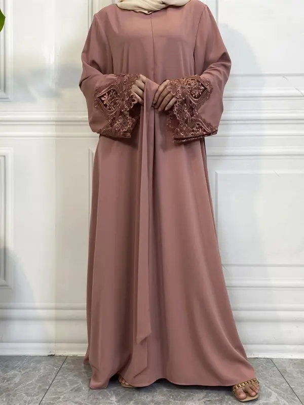 🔥BEST SELLER｜Front Zipper Nursing Abaya Dress✨ 🌺Breathable Nida Fabric｜5 Colors & Sizes｜Lace Cuffs & Adjustable Tie 💫Modest Muslim Fashion｜Perfect for Pregnancy & Breastfeeding #MaternityFashion #NursingDress #ModestOutfit #MuslimahStyle #6659 4