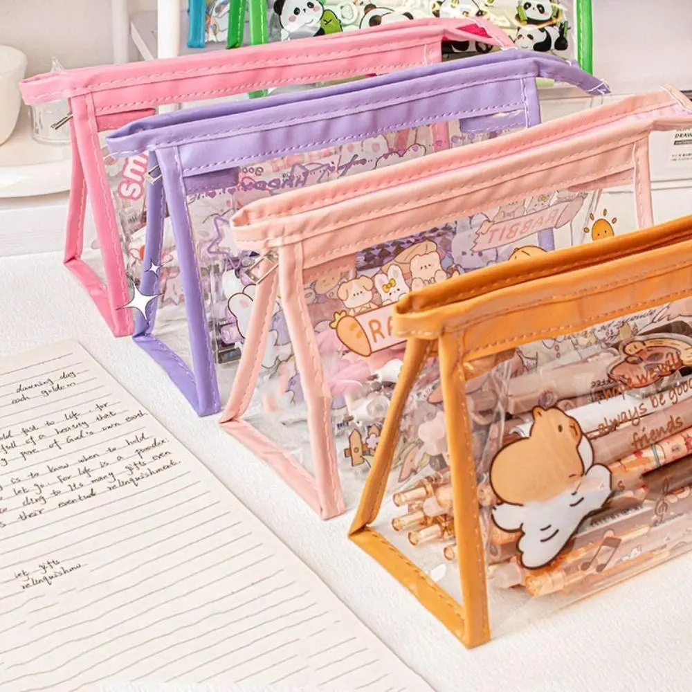 ￼Túi đựng bút trong suốt capybara/ gấu trúc dễ thương