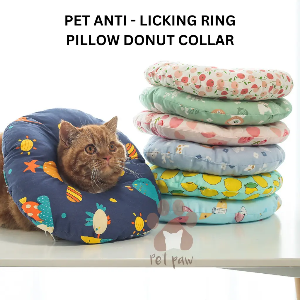 Pillow Collar Puffy Pet Collar Cone Bantal Pelindung Leher ￼Bantalan Penutup Ring Pelindung Kepala Anjing Kucing