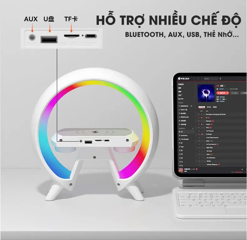 Loa bluetooth thông minh X63 , âm bass mạnh, tích hợp sạc không dây 15w , đồng hồ, đèn ngủ, âm thanh vòm 360 độ Củ Loa Nghe Nhạc 3