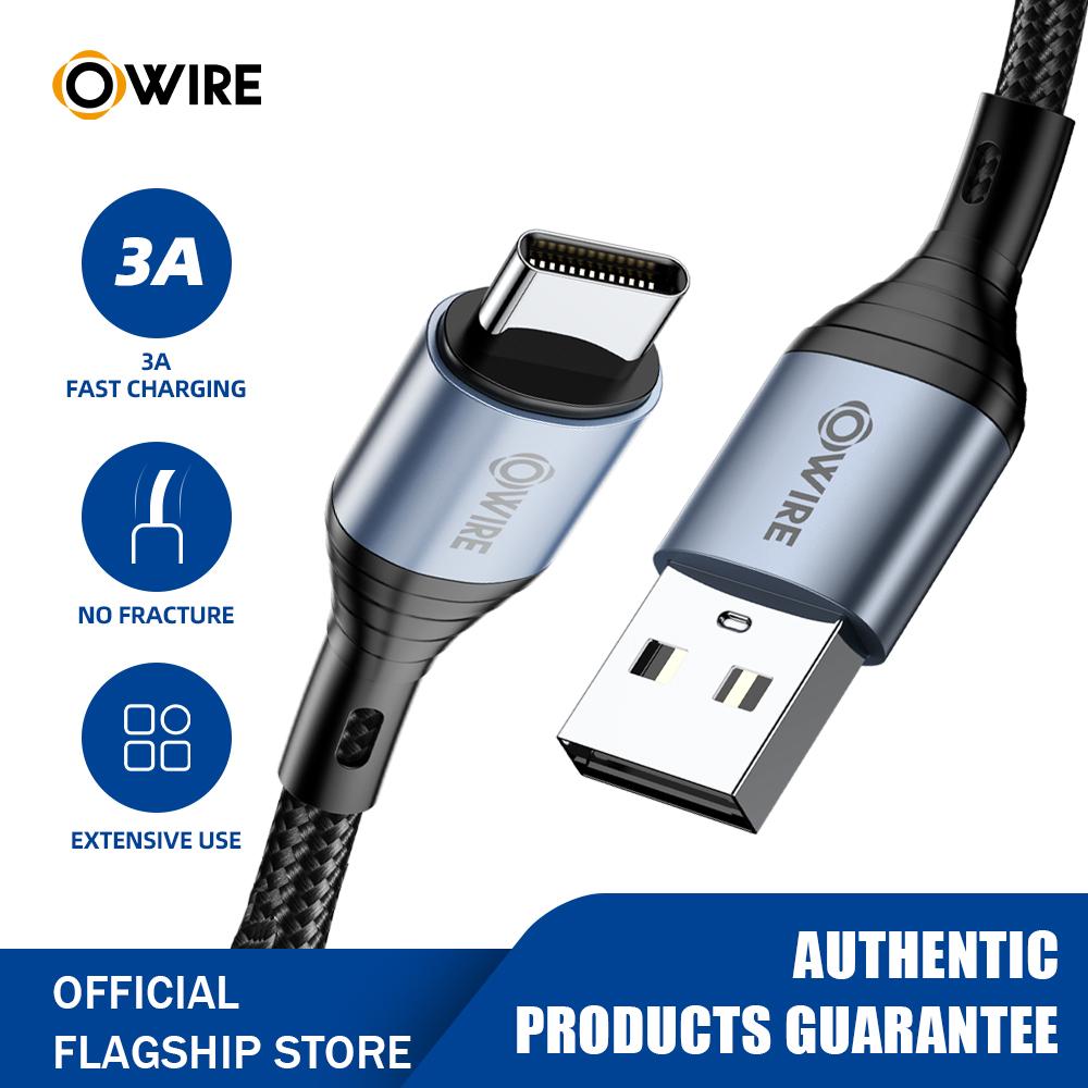 [Owire Official]  สายชาร์จ 3A USB สายชาร์จถักไนล่อน คุณภาพสูง Micro / Type C / Lightning