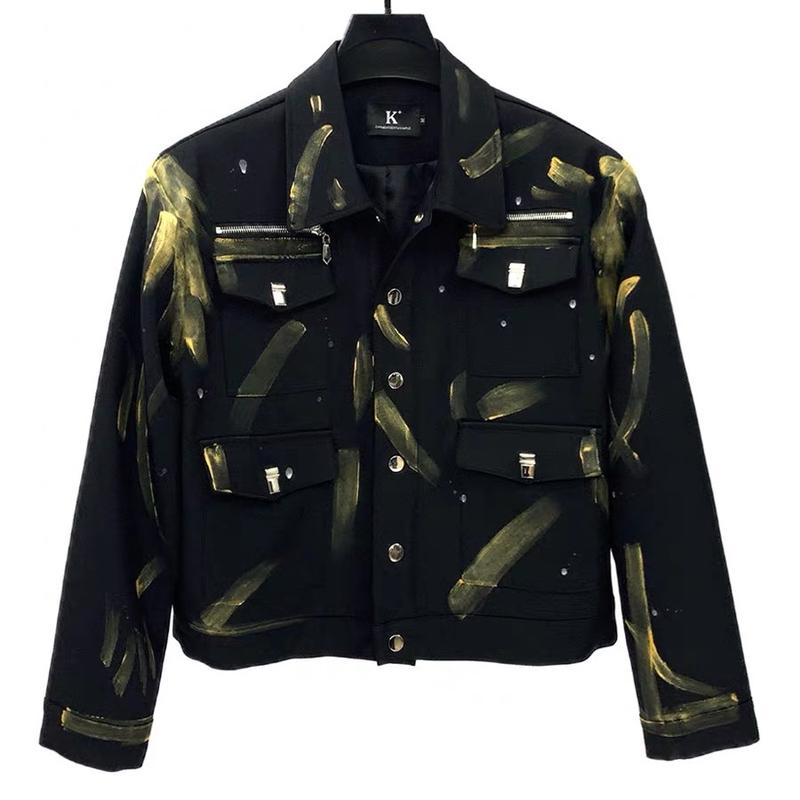 Áo Khoác Nam Vẽ Sơn Cá Tính 2 Lớp Dày Dặn Màu Đen Vàng Size M/L/XL - Menswear, Jacket aokhoac nam