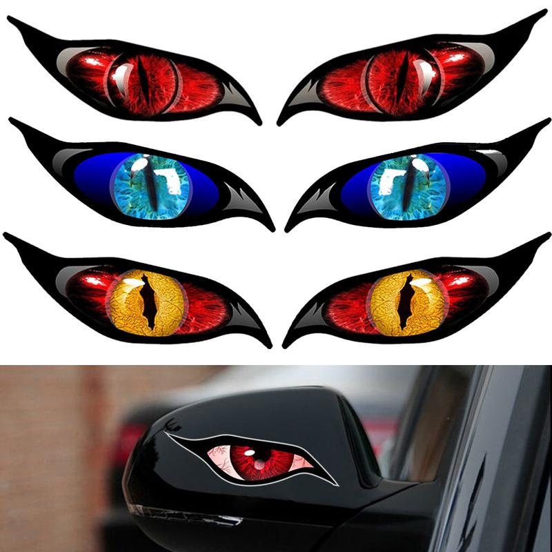 2PCS 3D Stereo Motorcycle Reflective Cat's Eyes Sticker Rearview ...