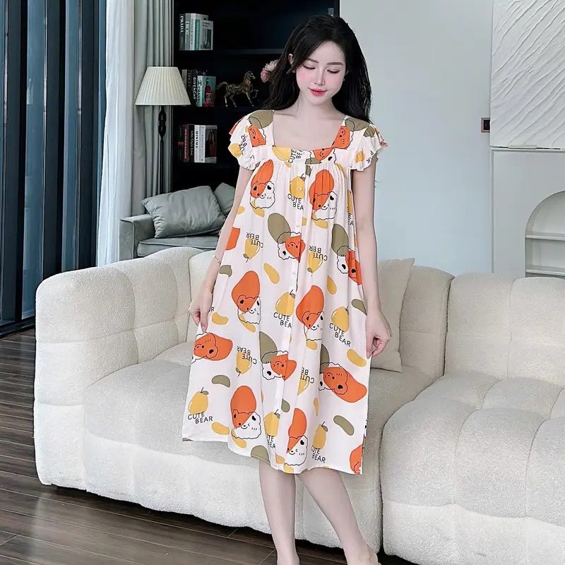 (45-100kg) váy bầu Bigsize cho mẹ mặc nhà, đi chơi cực kỳ thoải mái, họa tiết cực xinh 0
