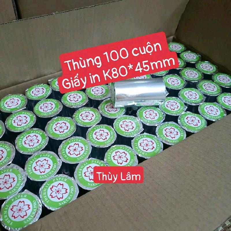 [THÙY LÂM] Thùng 100 cuộn giấy in hóa đơn nhiệt K80*45mm dùng in hóa đơn cho các máy in K80