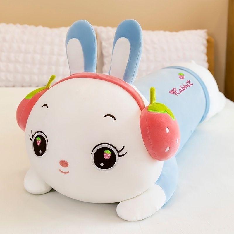 Guling Boneka Rabbit Bunny Pakai Bando Strawberry Kelinci Ukuran 90cm Bahan Plush Halus Dan Lembut SNI Dolls Toys 6