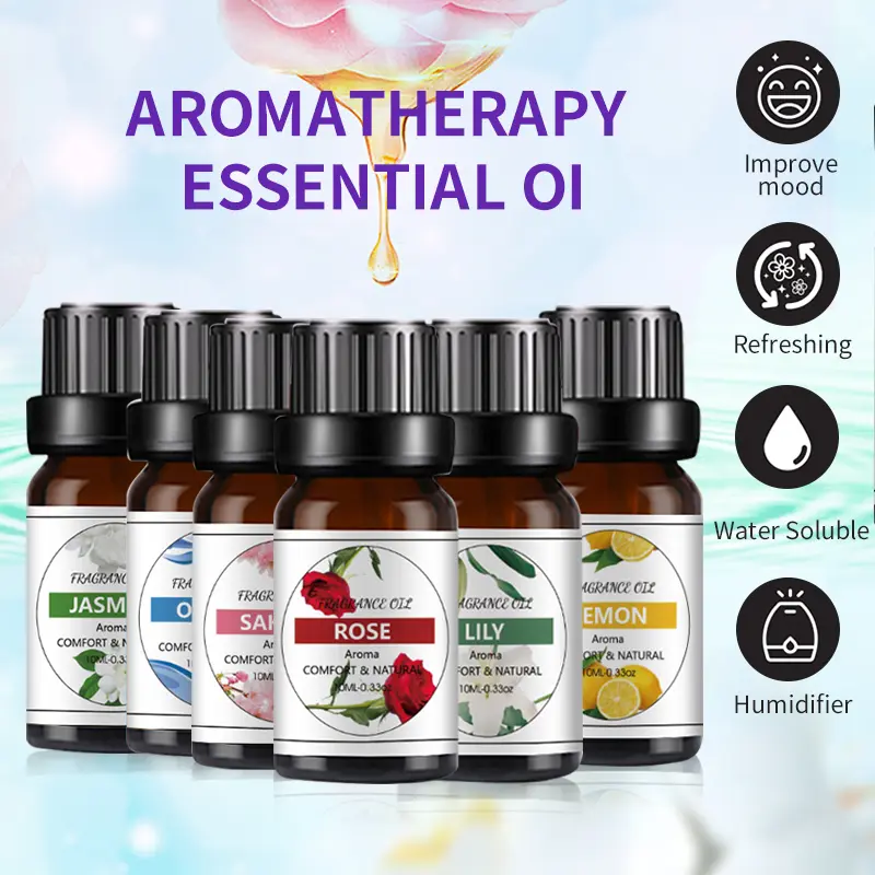 Fragrance Essential Oil 10ML Aroma Water Soluble Natural for Air Diffuser Humidifier Aromatherapy Healthy Plant Fragrance Perfume Freshener