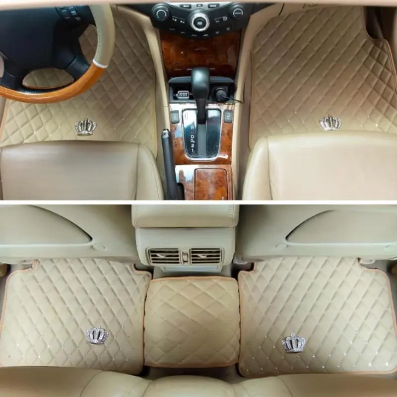 Rhinestone Crown Pattern Car Floor Mat, Universal Car Interior Decorative Floor Mat, Car Interior Accessories for SUV, Sedan, Truck 5