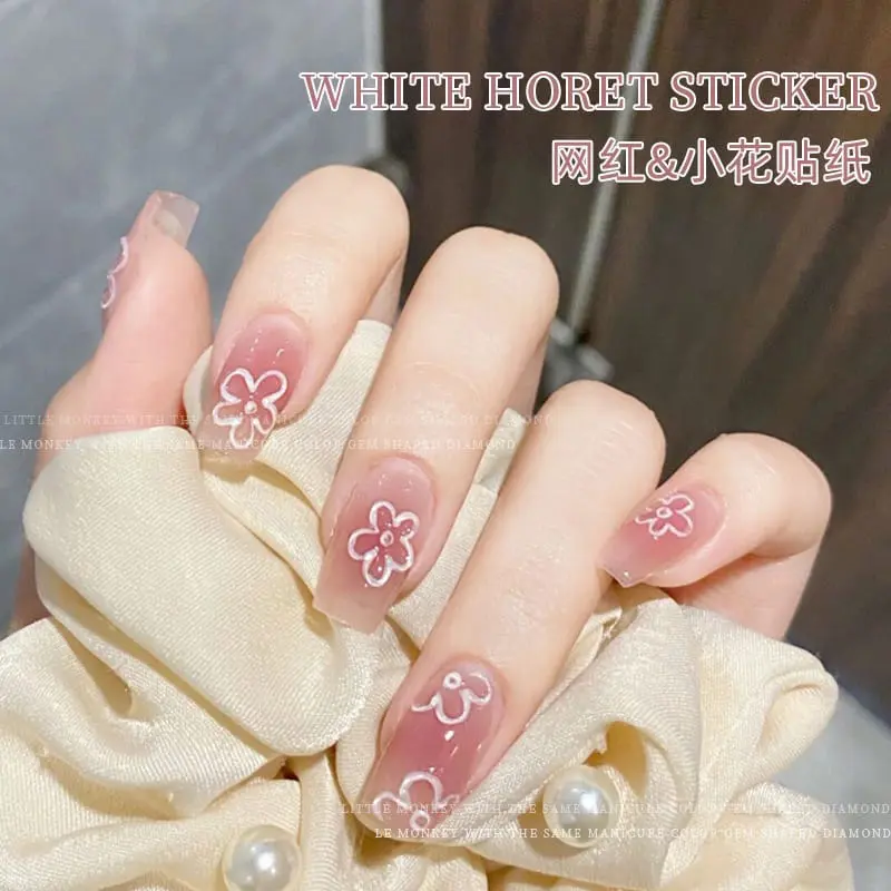 JO BUNGA PUTIH Stiker Kuku Nail Art anak Dewasa motif Bunga Putih Daisy Kelopak Bunga 2