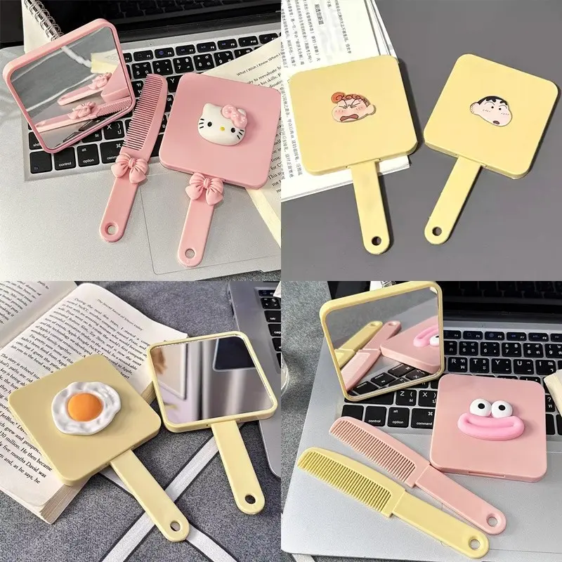 Lược Gương Sáng Tạo, Thiết Kế Gương Mèo Hoạt Hình, Một Chiếc, Trang Trí Nơ Cô Gái Ngọt Ngào Thích Hợp Để Trang Điểm, Đồ Dùng Ký Túc Xá Cho Bạn Học Và Bạn Bè 1