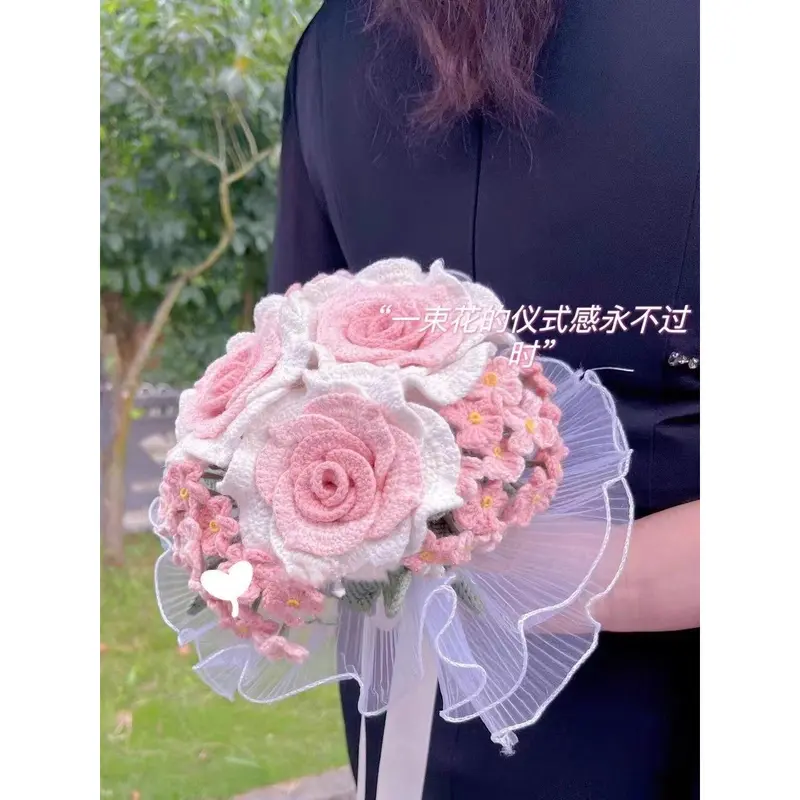 Bó Hoa Cô Dâu, Thủ Công Và Tự Làm, Đan Móc, Làm Bằng Len, Gói Vật Liệu, Quà Tặng Hoa Nhân Tạo Tự Làm, Thích Hợp Cho Bạn Thân Decor Decor Bàn Decor Phòng Trang Trí Nhà Để Bàn 2
