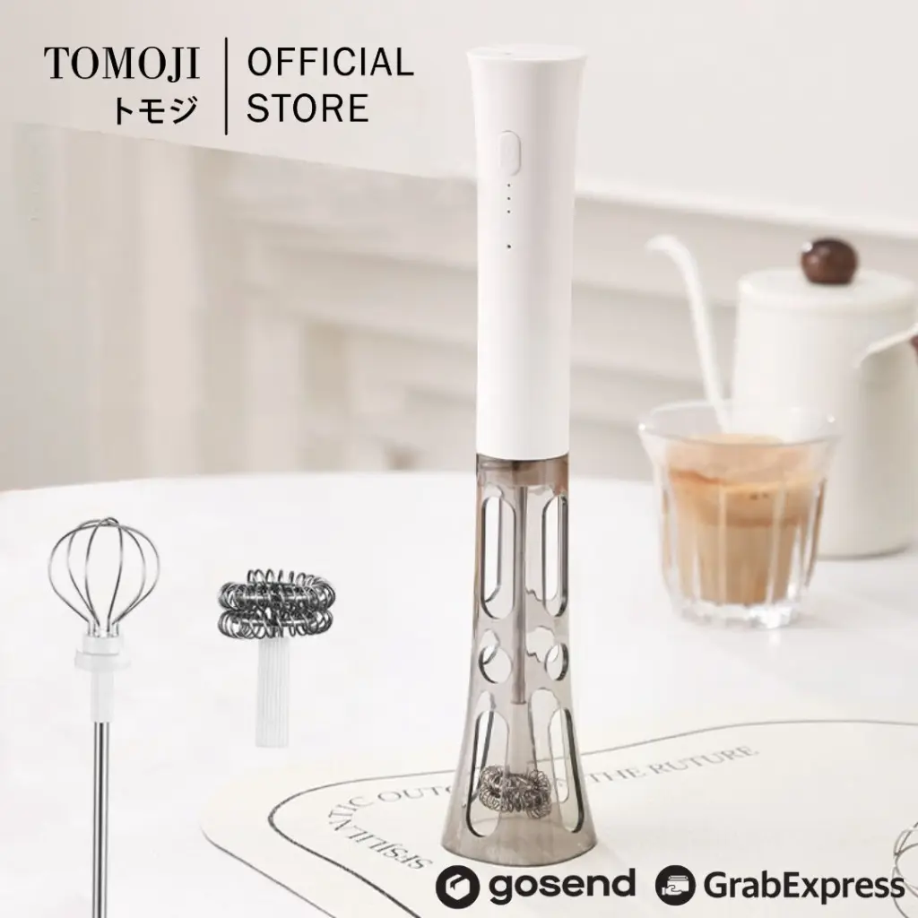 Tomoji Standing Hand Mixer Elektrik Portable 3 Kecepatan | Pengocok Telur, Whisker Frother, Mini Mixer Kopi Susu Cappuccino USB Rechargeable
