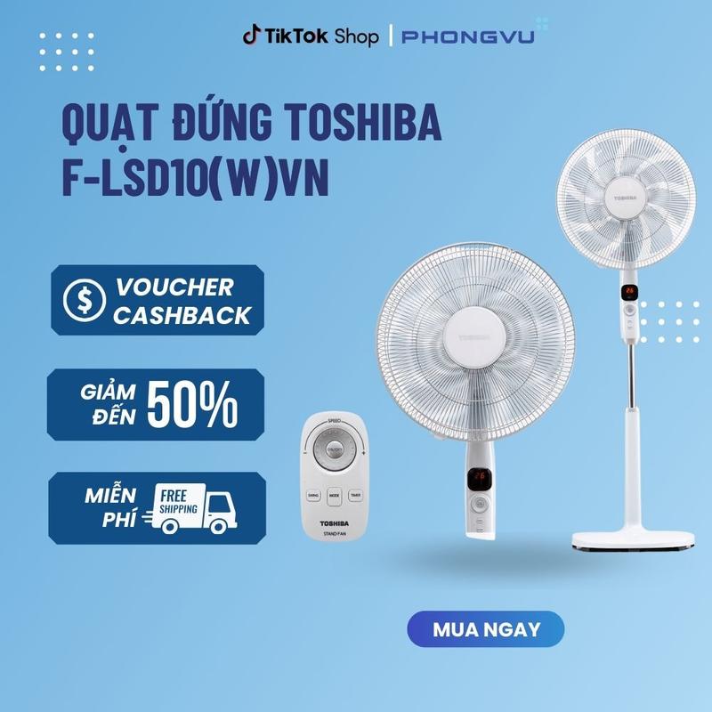 QuạT đứng Toshiba F-LSD10(W)VN 9 cánh - Công suất Quạt 30W làm mát không gian có diện tích rộng nhanh