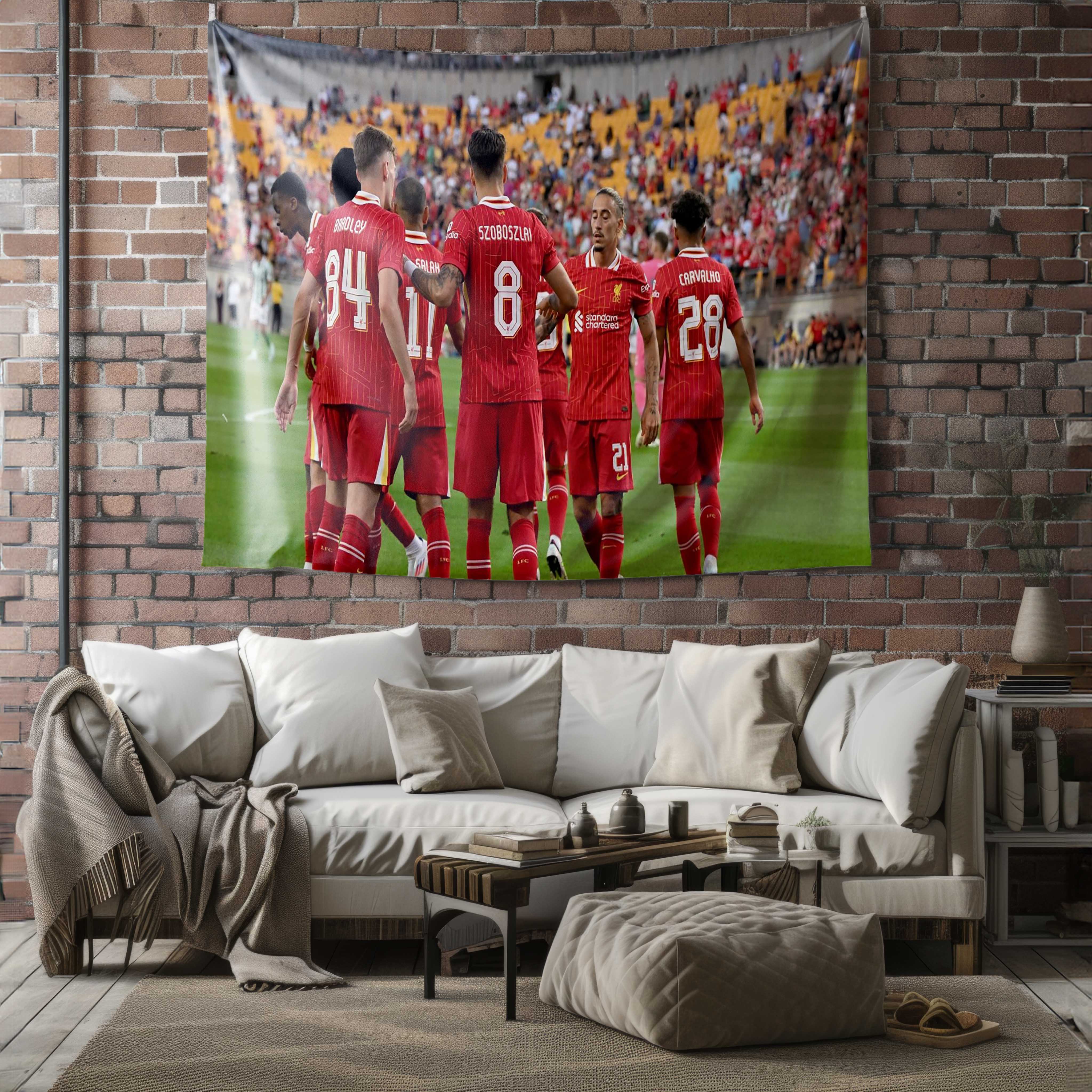 [ส่งจากไทย จัดส่งเร็ว] ผ้าพื้นหลังฟุตบอล, แชมเปียนพรีเมียร์ลีก, ลิเวอร์พูล, ปี 2024, โมฮาเหม็ด ซาล่า