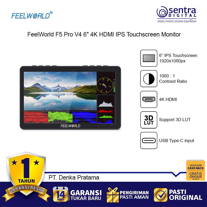 Gambar FeelWorld F5 Pro V4 6" Inch 4K HDMI IPS Touchscreen External Monitor with USB Type C Port & Headphone Audio Jack dari Sentra Digital Kota Surabaya Tokopedia
