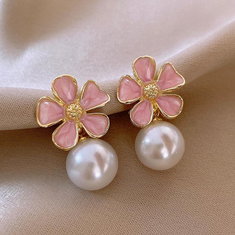 Anting-Anting Mutiara Bunga S925 Anti Karat Aksesoris Wanita Korea Style Fashion 3