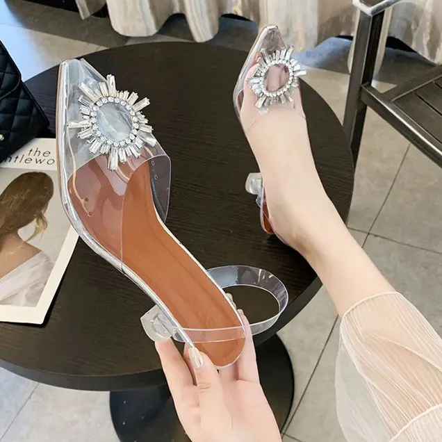 Sandal 0129 Fashion Sepatu Heels Bohemian Transparant Shoes Heels Wanita bisa COD Sendal 3