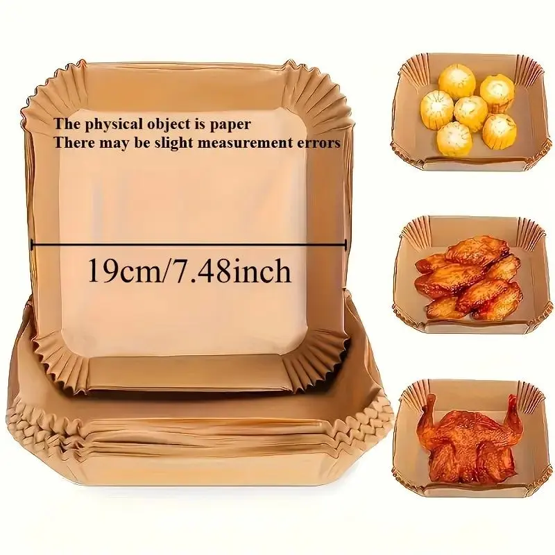 Disposable Air Fryer Liner, 100pcs Square Baking Paper Liner, Non-stick Baking Tray, Kitchen Baking Tool for Home Use 1