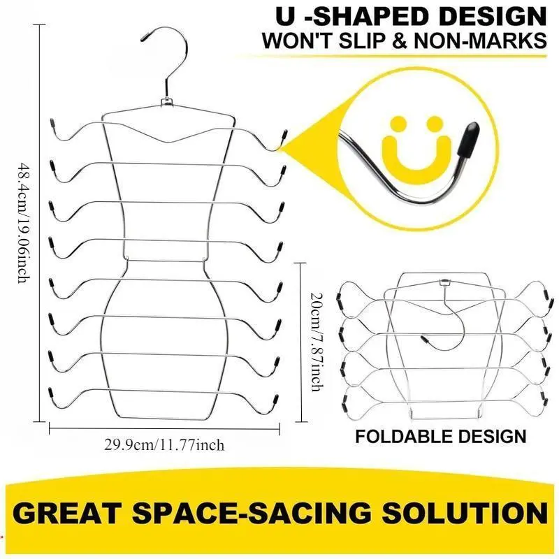 8 Layer Rotating Hanger, 2 Counts Foldable Underwear Hanger, Space Saving Clothes Hanger, Home Organizer for Bedroom, Closet, Wardrobe, Hanging 2