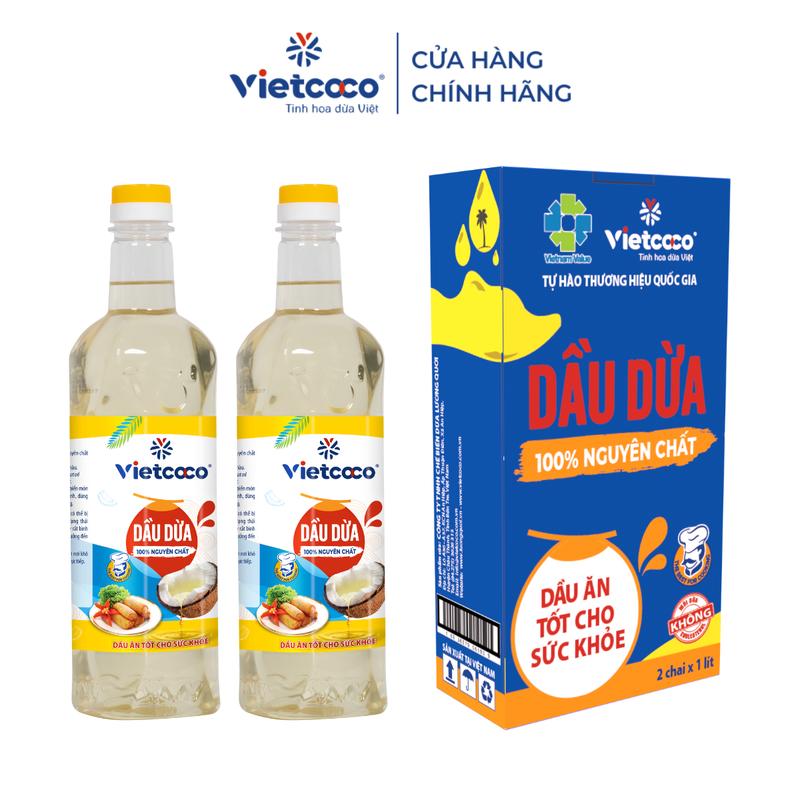 Combo 2 chai Dầu dừa Vietcoco cooking oil 2L