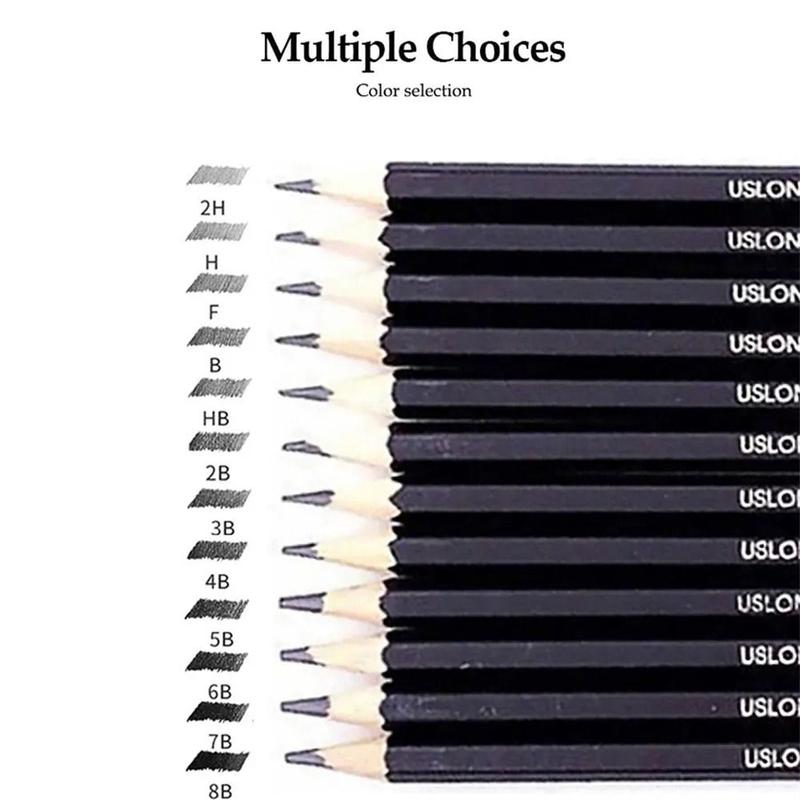 Product Introduction of Artists 2H-8B Wooden Lead Pencils Smooth Writing Details Highlight Sketch Pencil Graphite Shading Drawing Pencil School Supplies 12