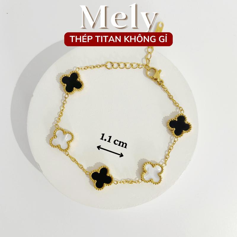 [KHÔNG ĐEN GỈ] Vòng tay thép Titan mạ vàng cỏ bốn lá may mắn Phụ Kiện thời trang nữ tính Mely TT115