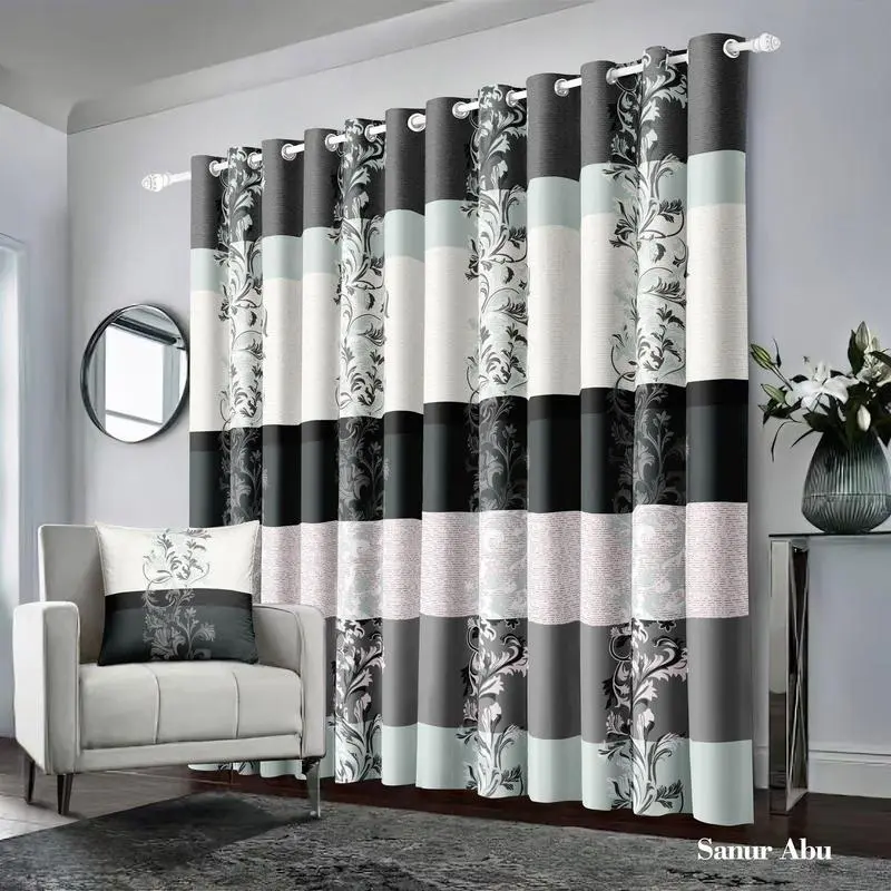 Ready Gorden Smokring 12 Ring Free Tali Untuk Jendela Dan Pintu Panjang 220 Lebar 110 Bahan POLY MICRO Bunga Curtain